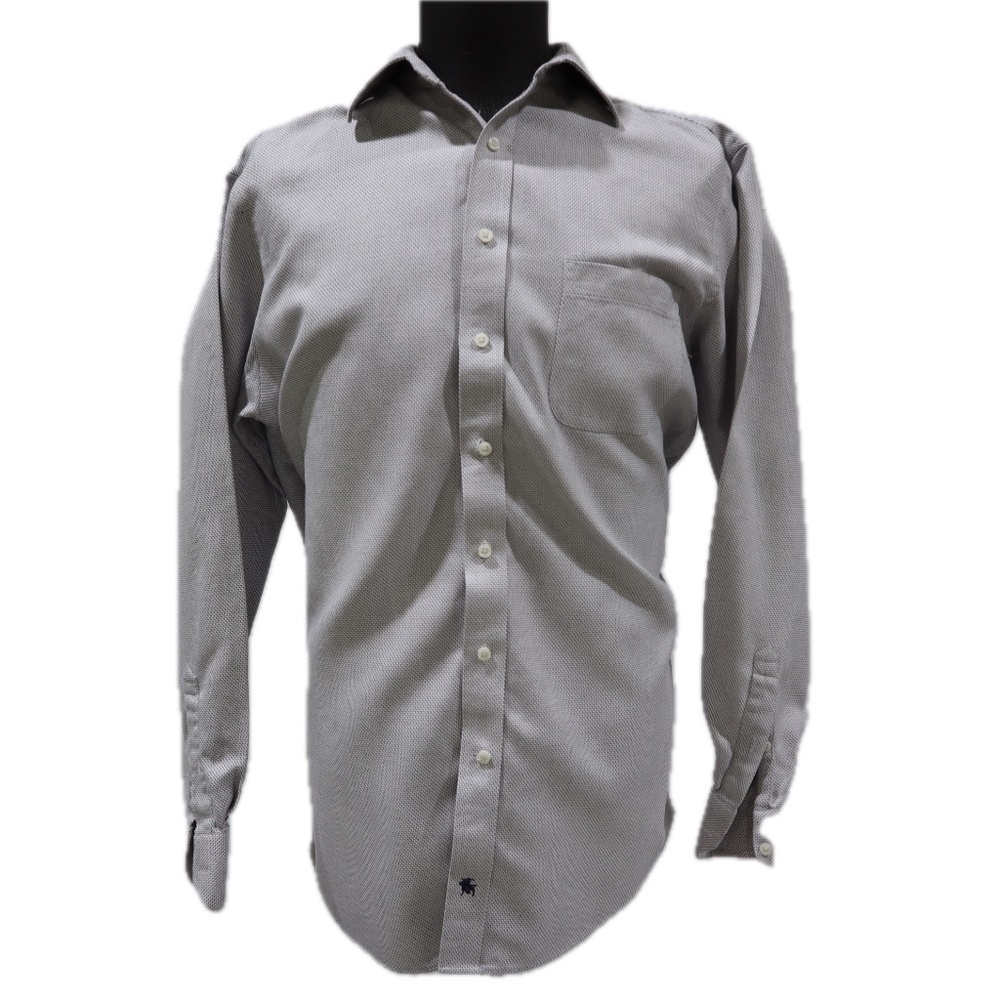 Hart Schaffner Marx Men's 16.5/35 Long Sleeve Dress Shirt Light Gray Herringbone